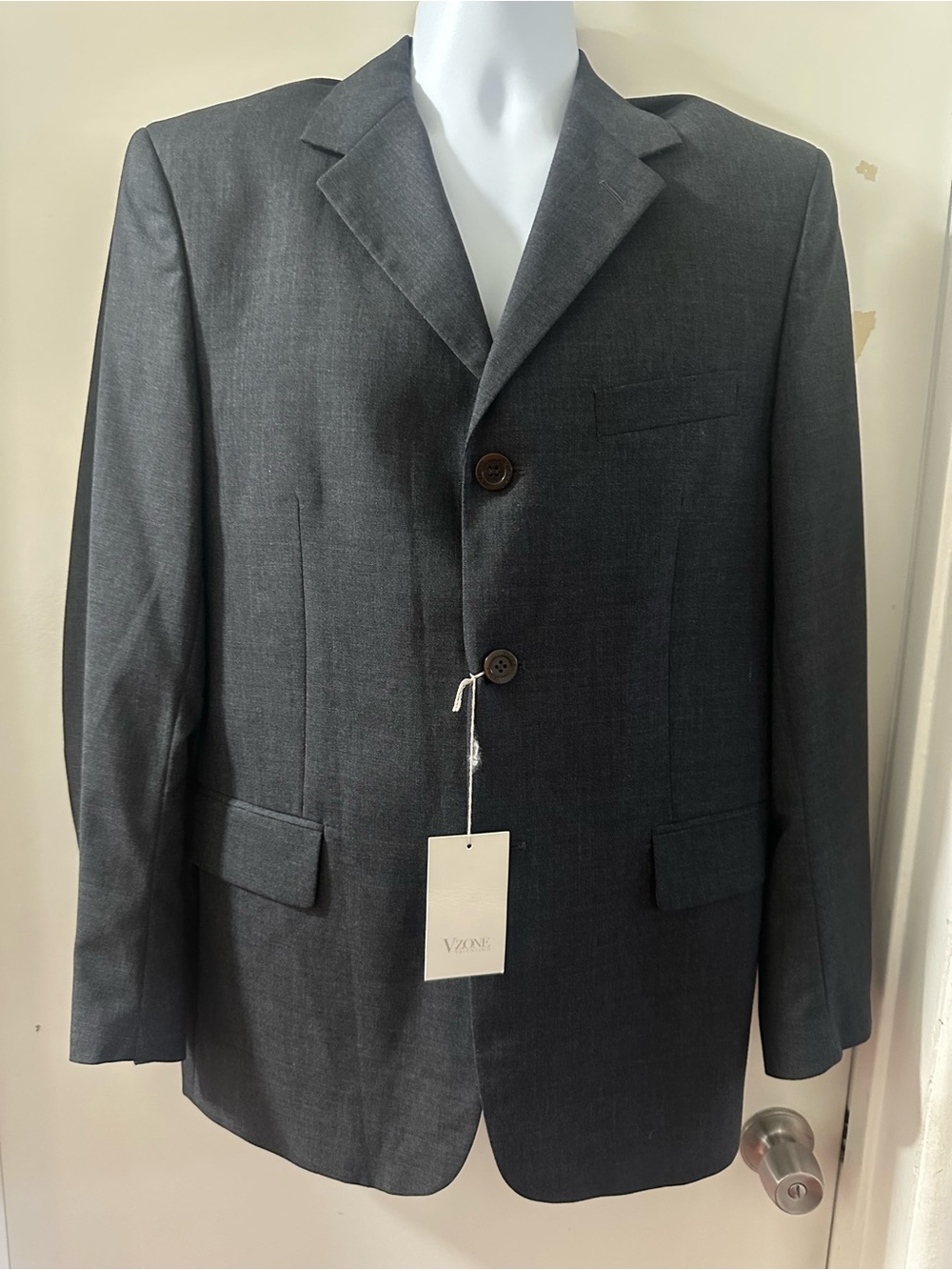 Valentino Charcoal Gray Single-Breasted Blazer